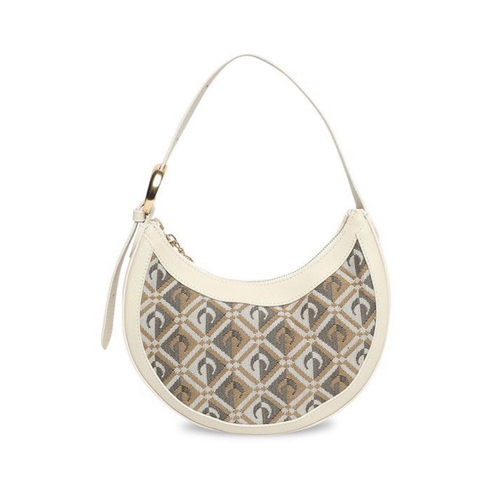 Beige and Brown Patterned Handbag